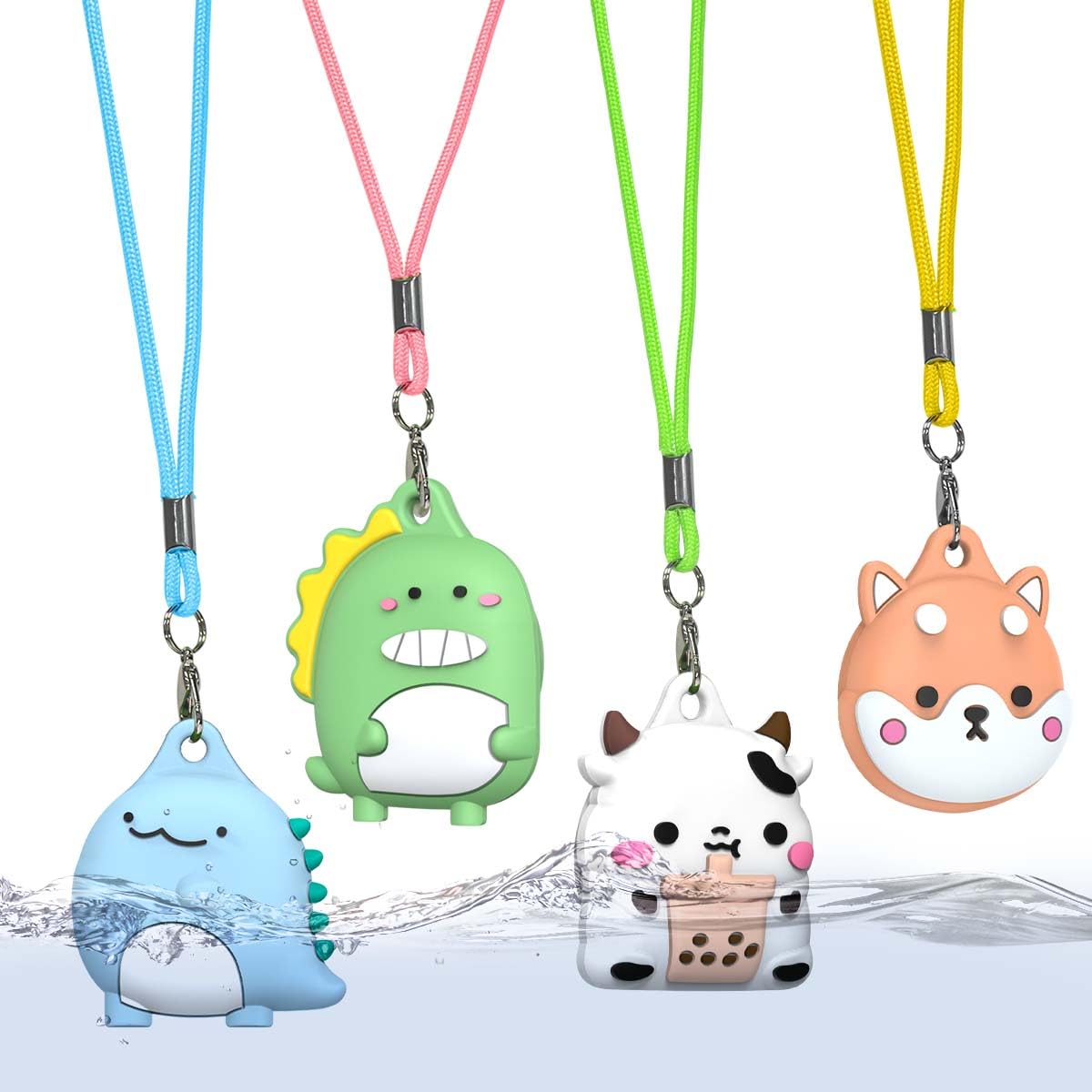 Photo 1 of 4-Pack Cute Case for AirTag Necklace Design, Waterproof Air Tag Necklace Soft Silicone Protective Air Tags Holder with Key Ring