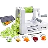 Vegetable Spiralizer Vegetable Slicer with 5 Blades, Zucchini Spaghetti Maker Zoodle Maker Veggie Pasta Maker, Strongest and Heaviest Duty Mandoline Slicer with Container, Lid, Brush