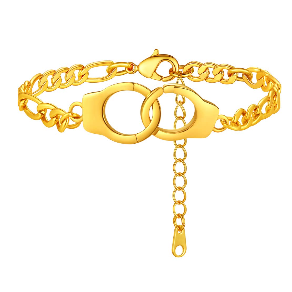 FindChic Handcuff Ankle Bracelet Hypoallergenic Foot Jewellery for Women Girls Adjustable Gold Plated Stainless Steel Handcuff Anklet
