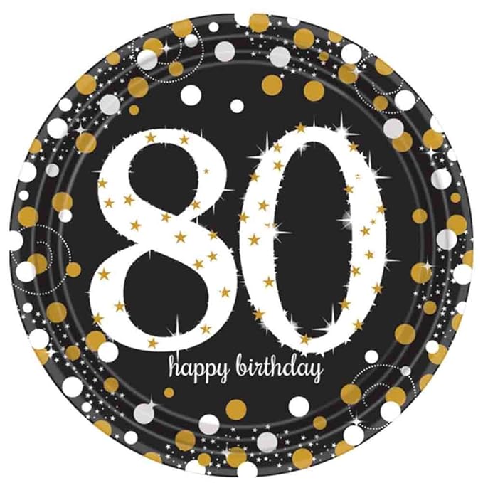80th Birthday Party Paper Plates Age 80 Party Supplies Amazon.co.uk DIY & Tools