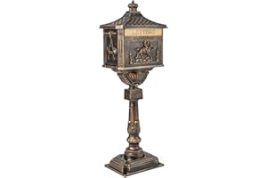 IRONMAX Mailbox for Outside, Locking Cast Aluminum Rural Security Postal Box with Keys, Heavy Duty Water-Resistant Mailbox with Post for Residential House, Bronze