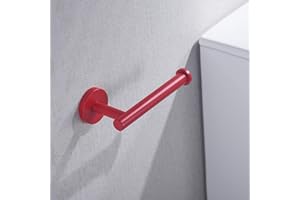 SEABEFORE Red Toilet Paper Holder SUS304 Stainless Steel, Modern Round Tissue Roll Holders Wall Mount, 6 inch TP Holder for K