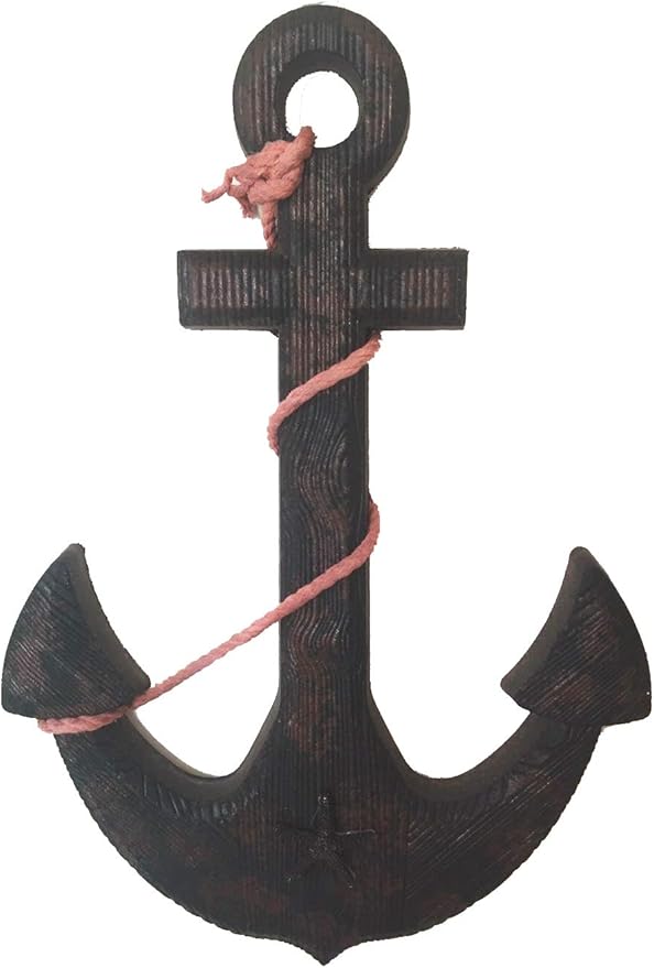 Grace Home Wooden Decorative Anchor with Rope and Crossbar