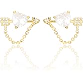 14k Gold Plated Cubic Zirconia Stud Earrings for Women Jewelry