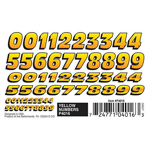 Pinecar Dry Transfer, Yellow Numbers