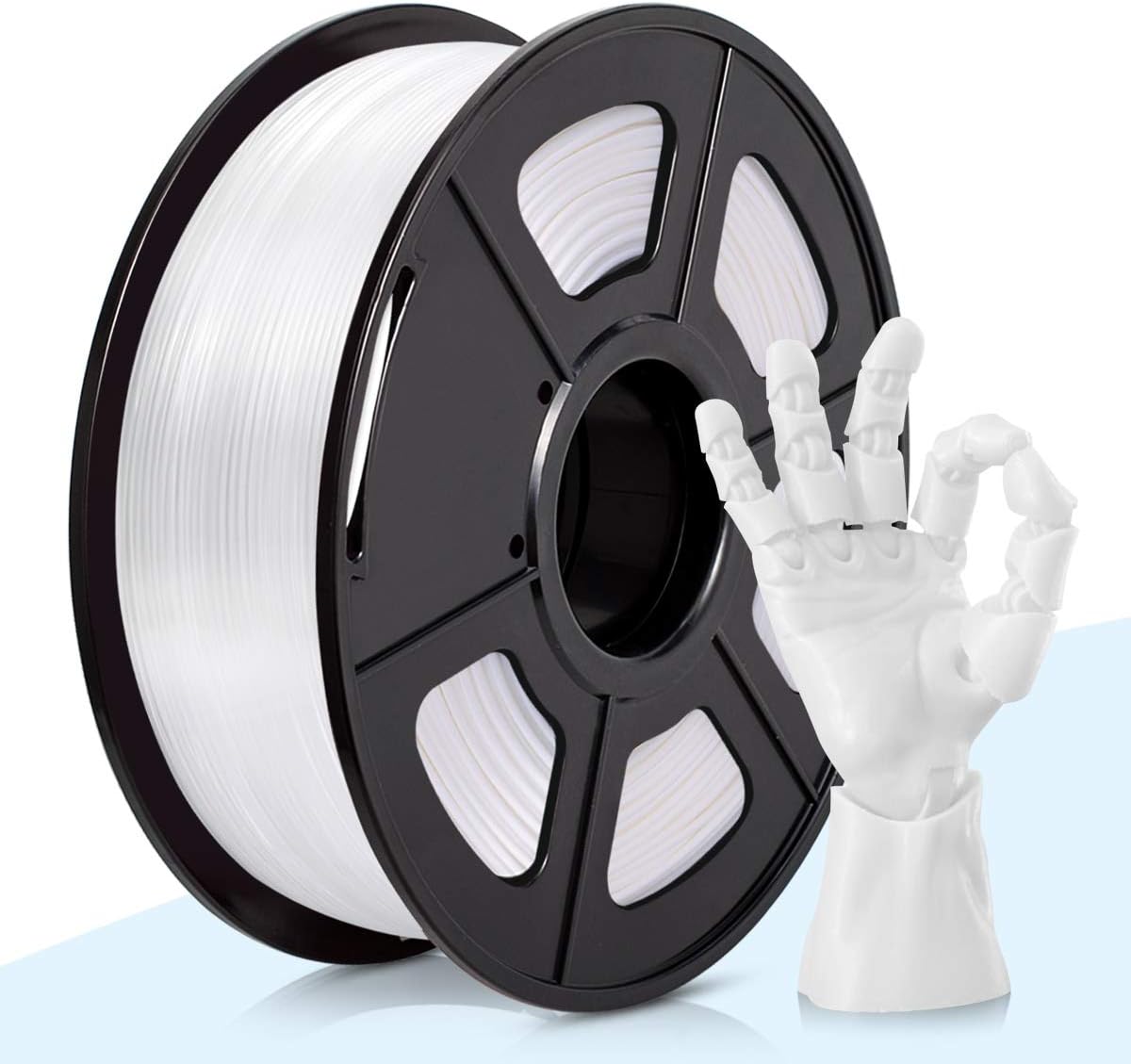 PLA Filament 1.75mm,3D Warhorse PLA Filament for 3D Printer,Dimensional Accuracy +/- 0.02 mm,1 KG（Spool),PLA White