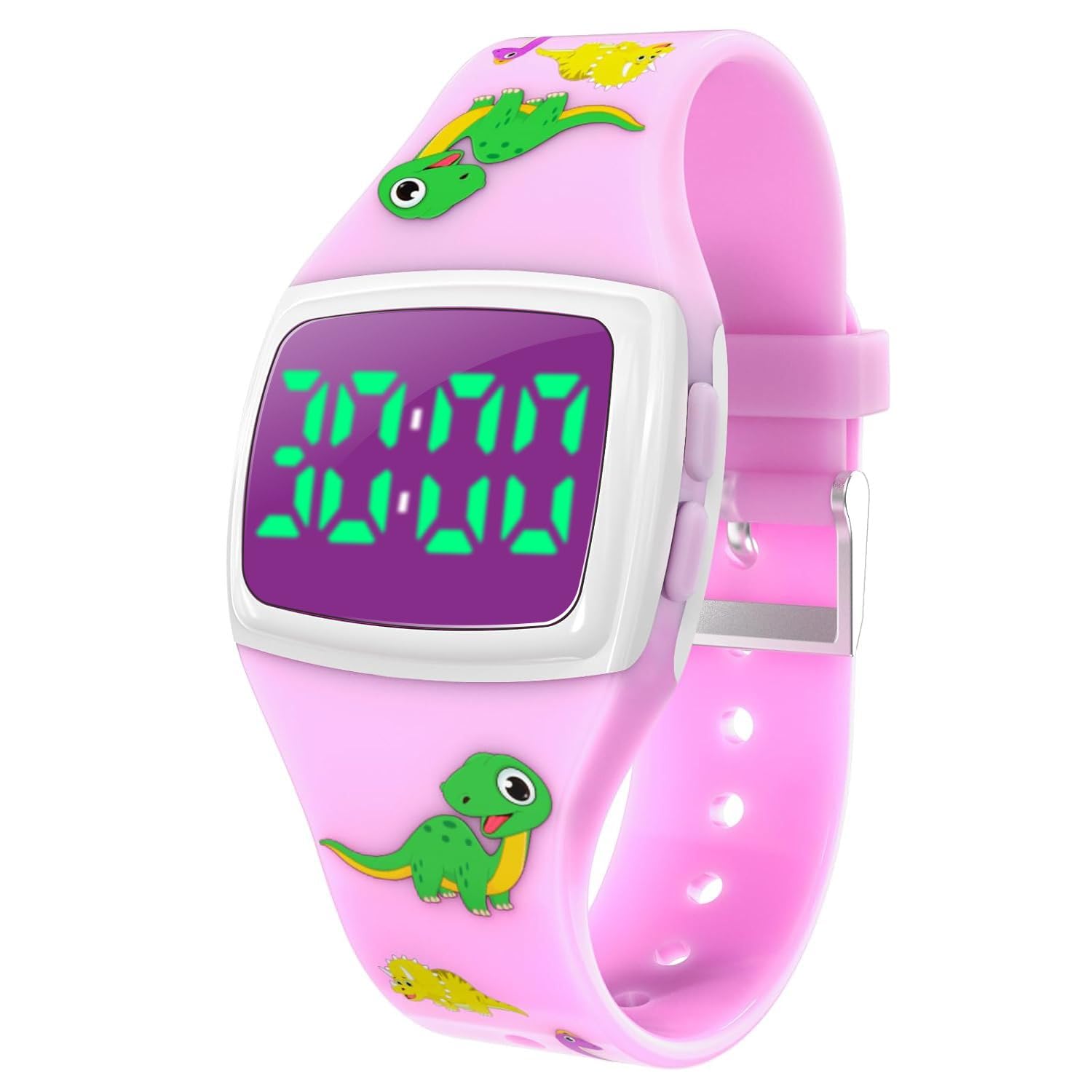 Photo 1 of SKYROKU Potty Watch for Toddler Girls – Magnetic Charging, 5 Timing Modes, Ultra-Long Standby, Cute Dinosaur Pattern, Music & Flash Reminders, Silicone Strap, Large Dial for Easy Use (Pink-White)