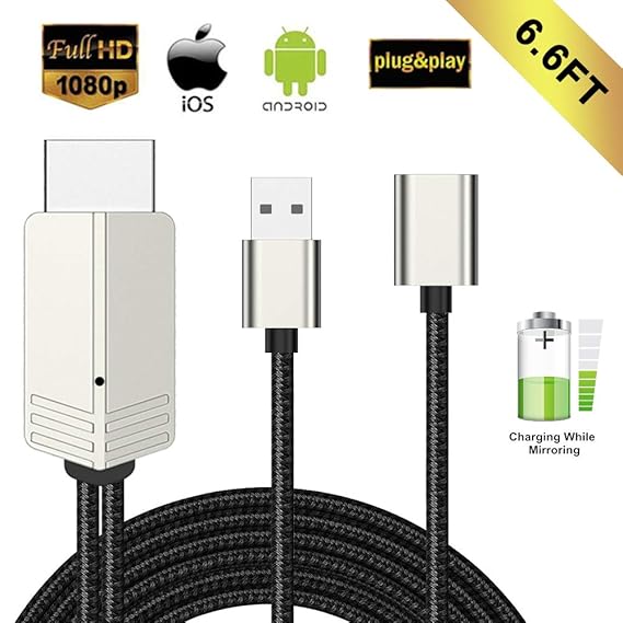 Kompatibel mit iPhone iPad Android Smartphone zu HDMI Kabel, FAERSI 1080P HD MHL HDMI Adapter für Smartphone zu TV/Projektor/