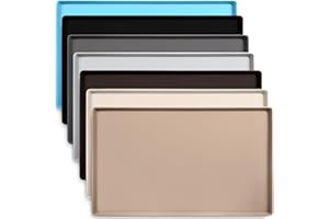 DogBuddy Dog Food Mat - Waterproof Dog Mat for Dog Bowls, Silicone Mat for Dog Food and Water Bowl, Rubber Dog Bowl Mat with Edges, Nonslip Pet Food Mat, Dog Feeding Mat (Large: 24"x16", Taupe)