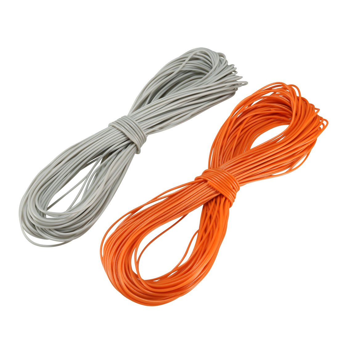 sourcing map 2 Pcs Wrapping Wire Tin Plated Copper Wire PCB Wires Cable P/N DM-30-1000 30 AWG 10M Length Orange Grey for Eletronic Test