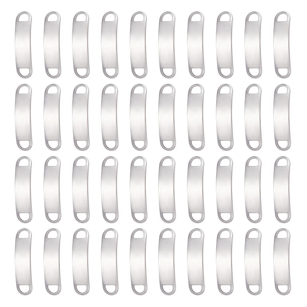 UNICRAFTALE about 38.5mm Curved Rectangle Links 40pcs Stainless Steel Bar Links Stamping Blank Tags Jewelry Connectors for Bracelet Necklace Jewelry Making Hole 4x5mm
