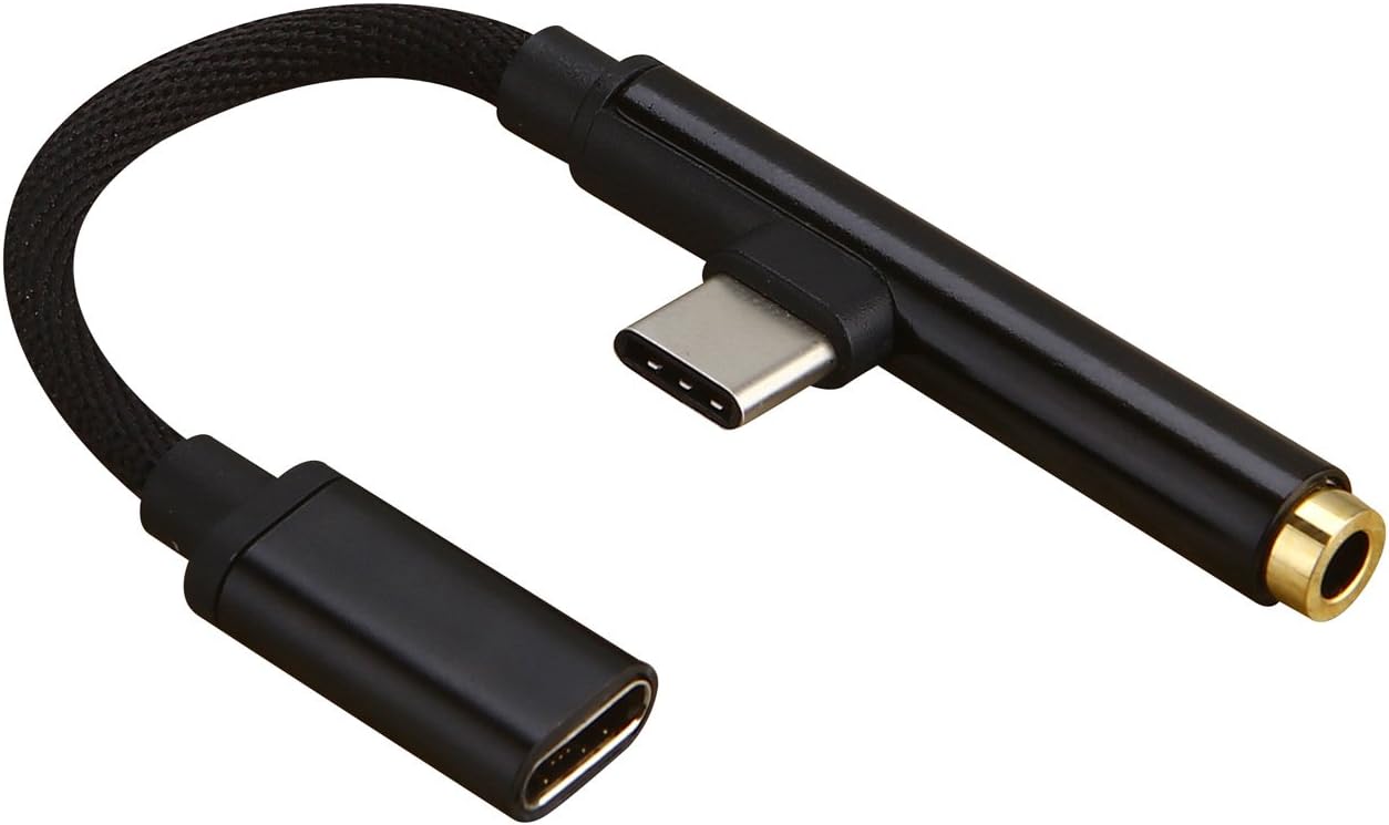 WONSAMAM Mini Type-C To USB C, 3.5mm AUX Headphone Audio Splitter Earphone Headset Earbuds Converter Adapter with Type C Charging Port (not Compatible with Pixel 2/HTC Phones)