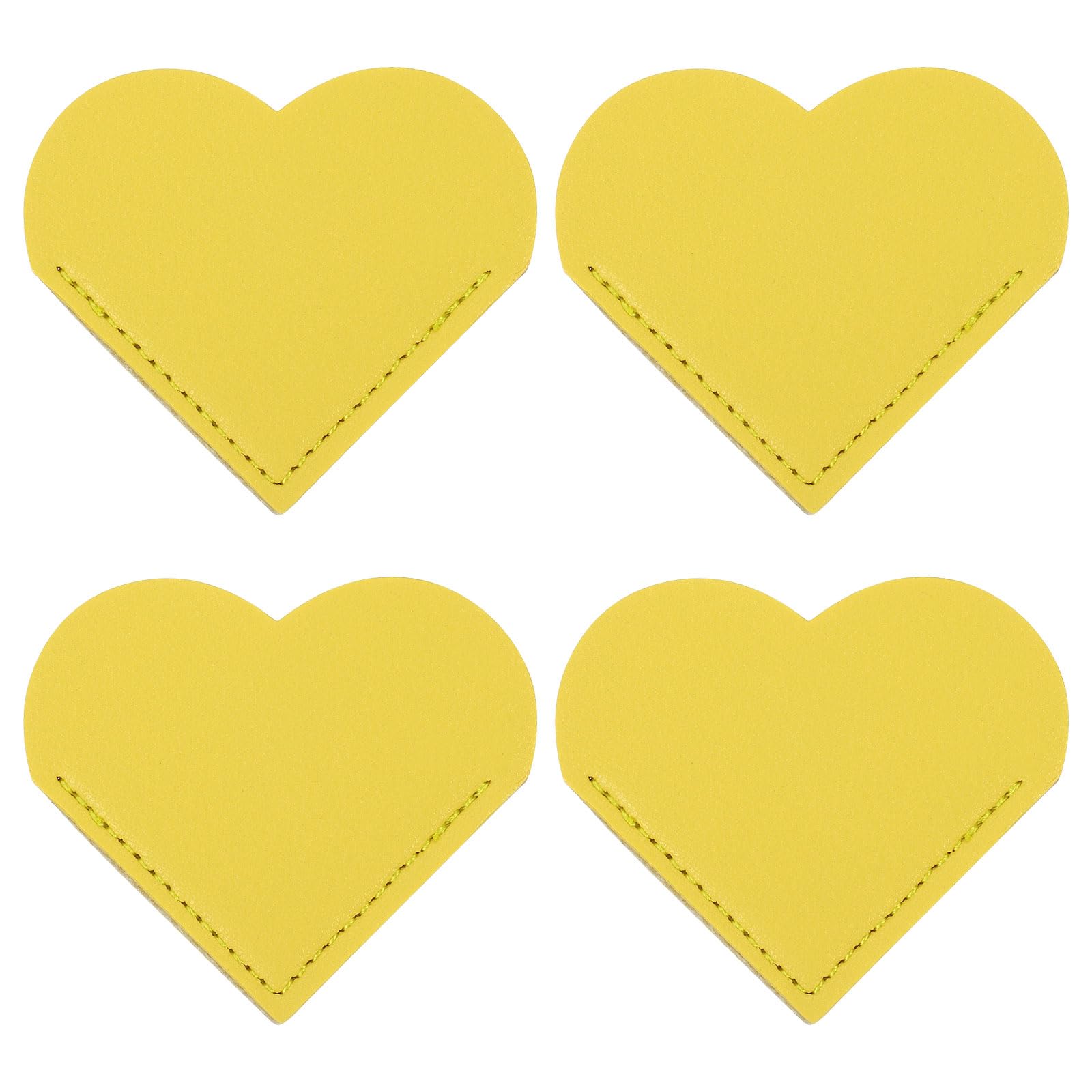 PATIKIL Corner Bookmarks, 4 Pack Heart Shape PU Leather Book Marks Page Markers Cute Page Clip for Men Women Teacher Reader Book Lover Writers, Yellow