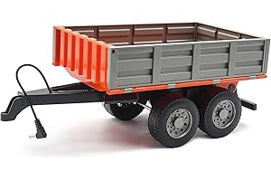 Dollox Tipping Trailer Accessory with Hitch for RC Farm Tractor Toy Car 1/16 Scale Construction Farmer Truck 2.4G Remote Control Engineering Vehicle Toys for Kids