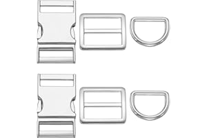HARFINGTON Metal Side Release Buckles Adjustable Quick Release Buckle with Tri-Glide Sliders D Rings for Strap Backpack