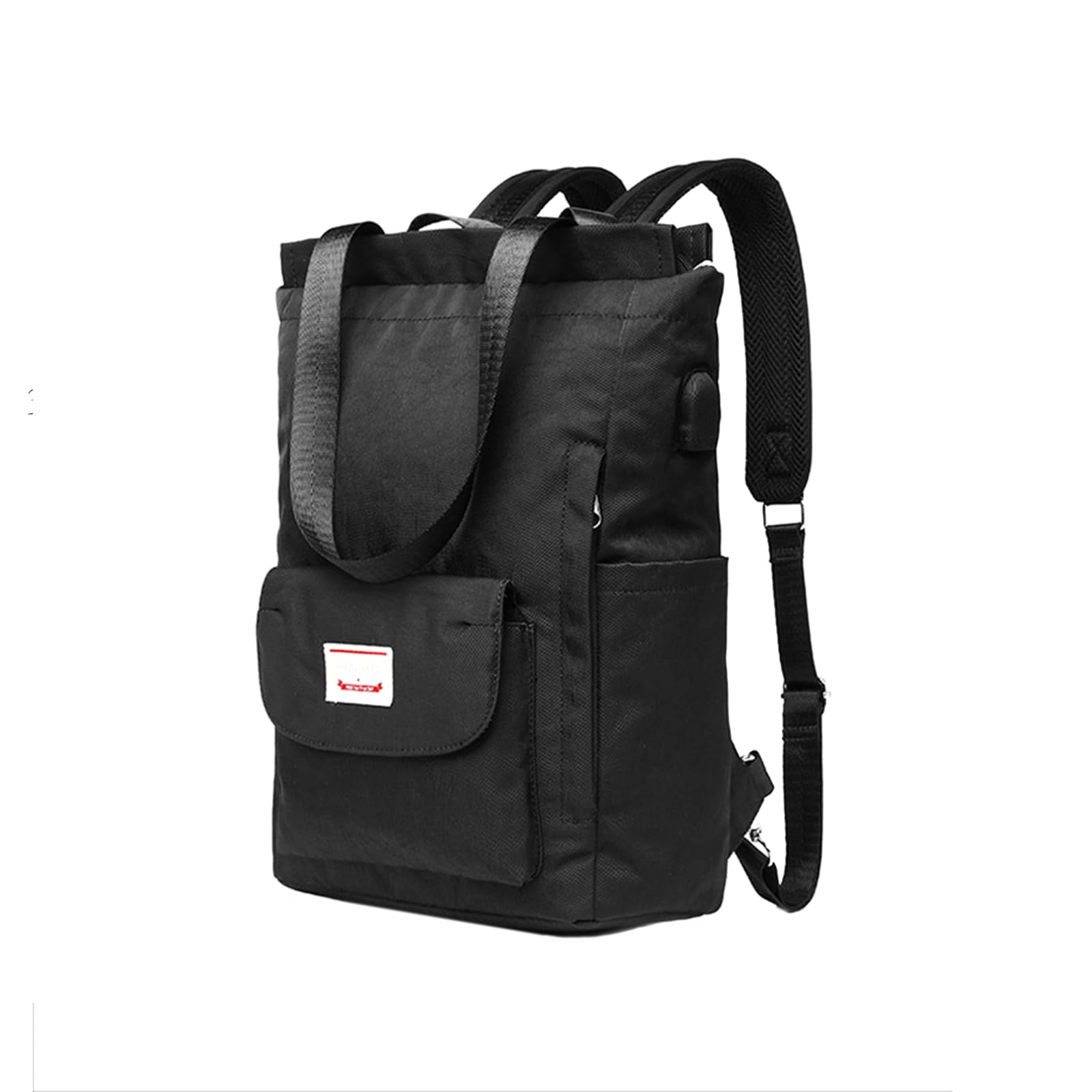 PORRASSO Women Laptop Backpack Casual Shoulder Bag with USB Charging Port Luggage Strap School Bag for 14 Inch Laptop Daypack College Work Travel Rucksack Black