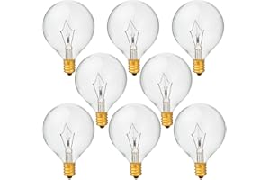 HARAQI 8 Pack 40 Watt G50 Light Bulbs for Full-Size Scentsy Warmers,G16.5 Globe E12 Incandescent Candelabra Base Clear Light Bulbs for Candle Wax Warmer