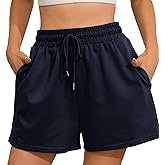 Hozoely Womens Sweat Shorts Casual Summer Comfy Lounge High Waisted Cotton Shorts with Pockets