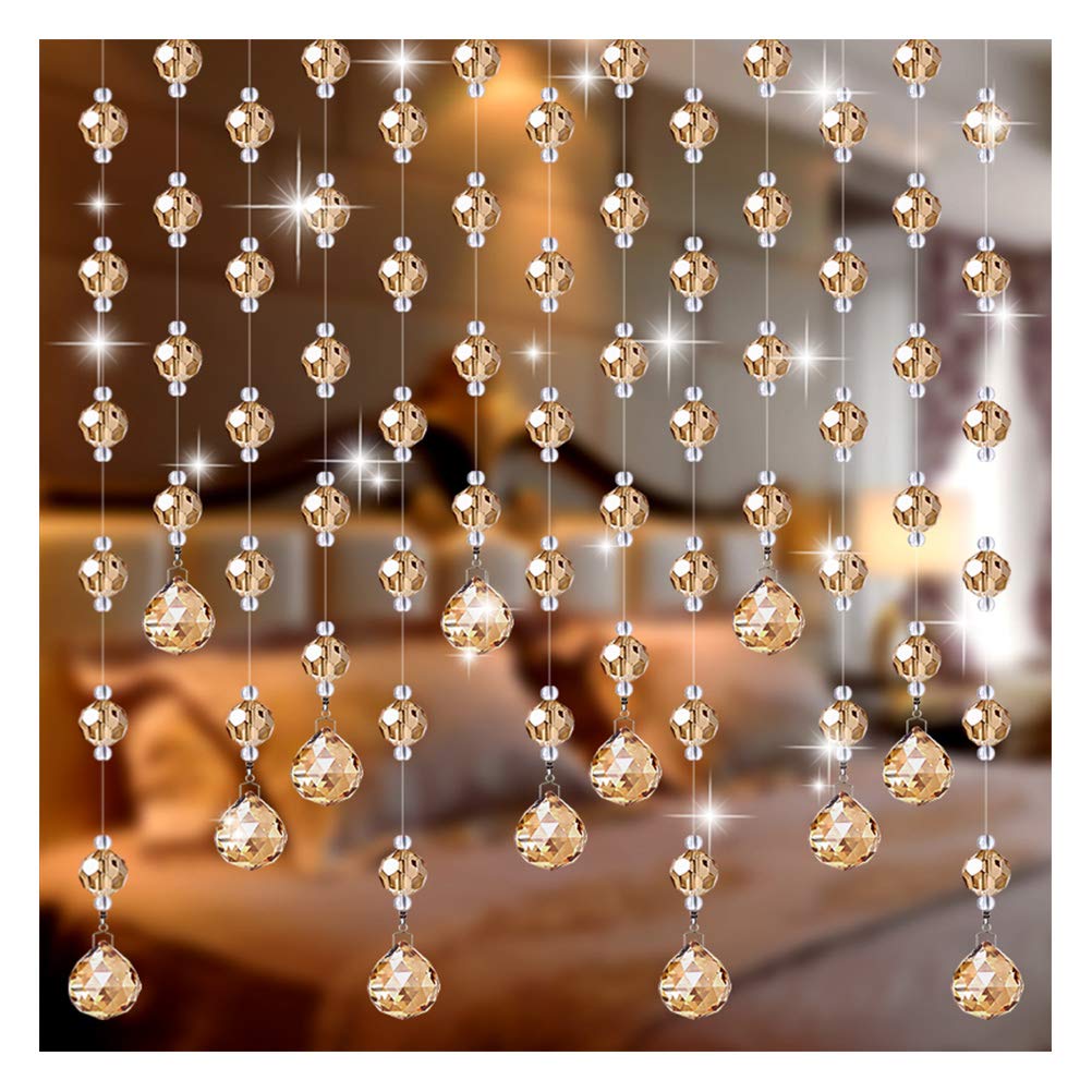 ABBD 25 Strands Beaded Curtains for Doorways Crystals,Beaded Curtains Glass Crystal Beads Panel Closet Room Divider Hanging Panel Decorative Customizable-100x180cm