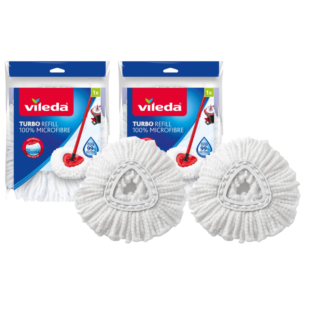 Vileda Turbo Spin Mop Refill, Pack of 2 Turbo Mop Head Replacements, Fits all Vileda Turbo Mops โ image 1