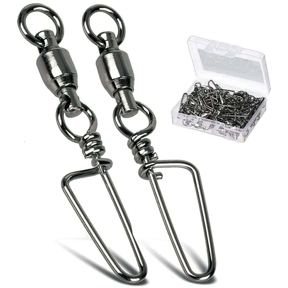 9Tong High Strength Barrel Swivels - Stainless Steel, Saltwater/Corrosion Resistant, 25pcs 121lbs Black