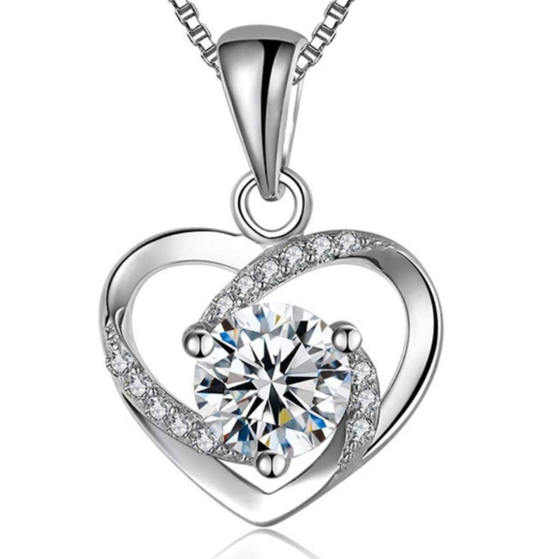 Sunnyshopday 925 Sterling Silver,Sweet Love Heart Pendant.18 inches,Italian Box Chain Necklace Women Girls Jewelery