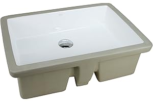 KINGSMAN 22 INCH Durable Rectrangle Undermount Vitreous Ceramic Lavatory Vanity Bathroom Sink Pure White (22 INCH)