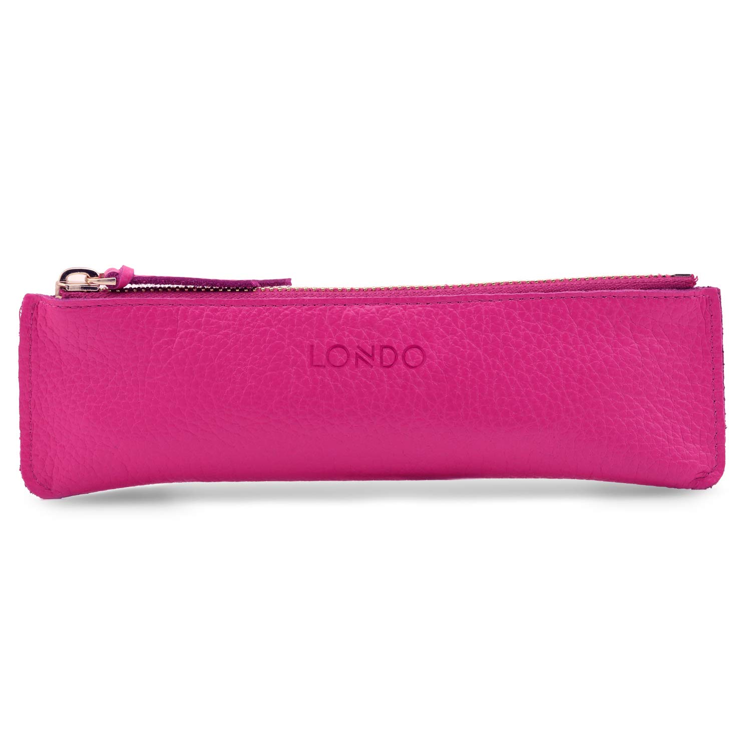 LONDO Genuine Leather Pen Case with Zipper Closure, Pencil Pouch Stationery Bag, OTTO251