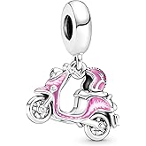 Doyafer Pink Motorcycle Charms Pendant 925 Sterling Silver Charms Fit Women's Bracelet Necklace Pendant Gift For Friend Family