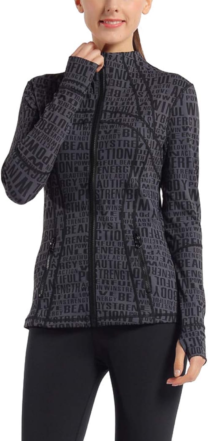 qualidyne Women's Yoga Run Jacket Workout Fitness Zip Up Track Running