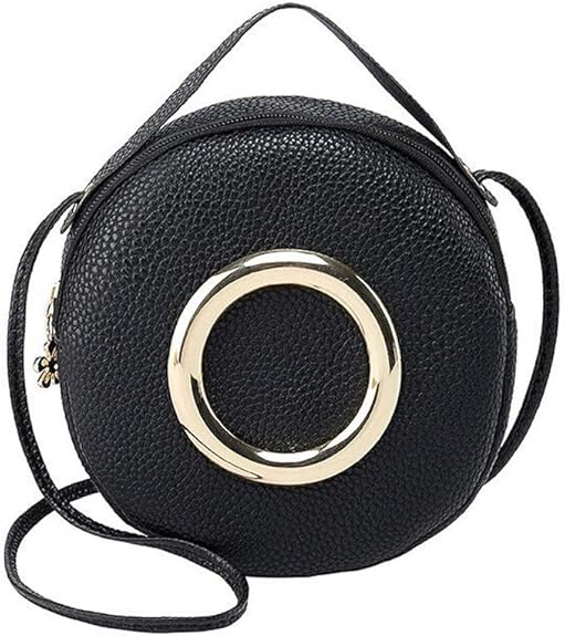 Women Mini Crossbody Bag, Fashion Leather Zipper Round Shoulder Bag
