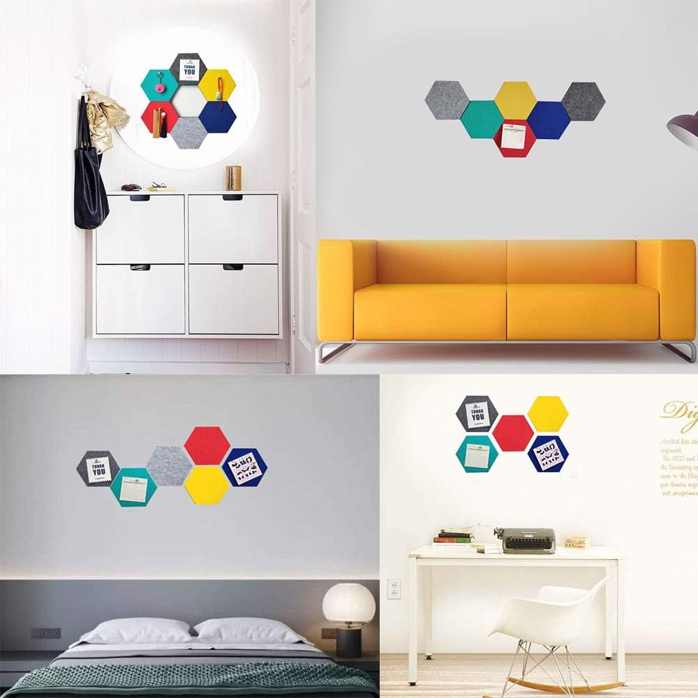 UniLiGis 6 Colors Hexagon Bulletin Board, Felt Cork Board Tiles, Pin Board Wall Decor for Photos, Memos, Display, Include 18 Pins 7x6.1x0.32 inches Group 1 : Office Products