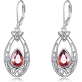 Celtic Knot Dangle Earrings 925 Sterling Silver Birthstone Vintage Dangle Earrings Jewelry Gift for Women
