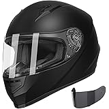 GLX GX11 Compact Lightweight Full Face Motorcycle Street Bike Helmet with Extra Tinted Visor DOT Approved