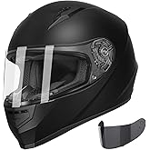GLX GX11 Compact Motorcycle Helmet - Matte Black, Large - Full Face w/ Tinted Visor, DOT Approved