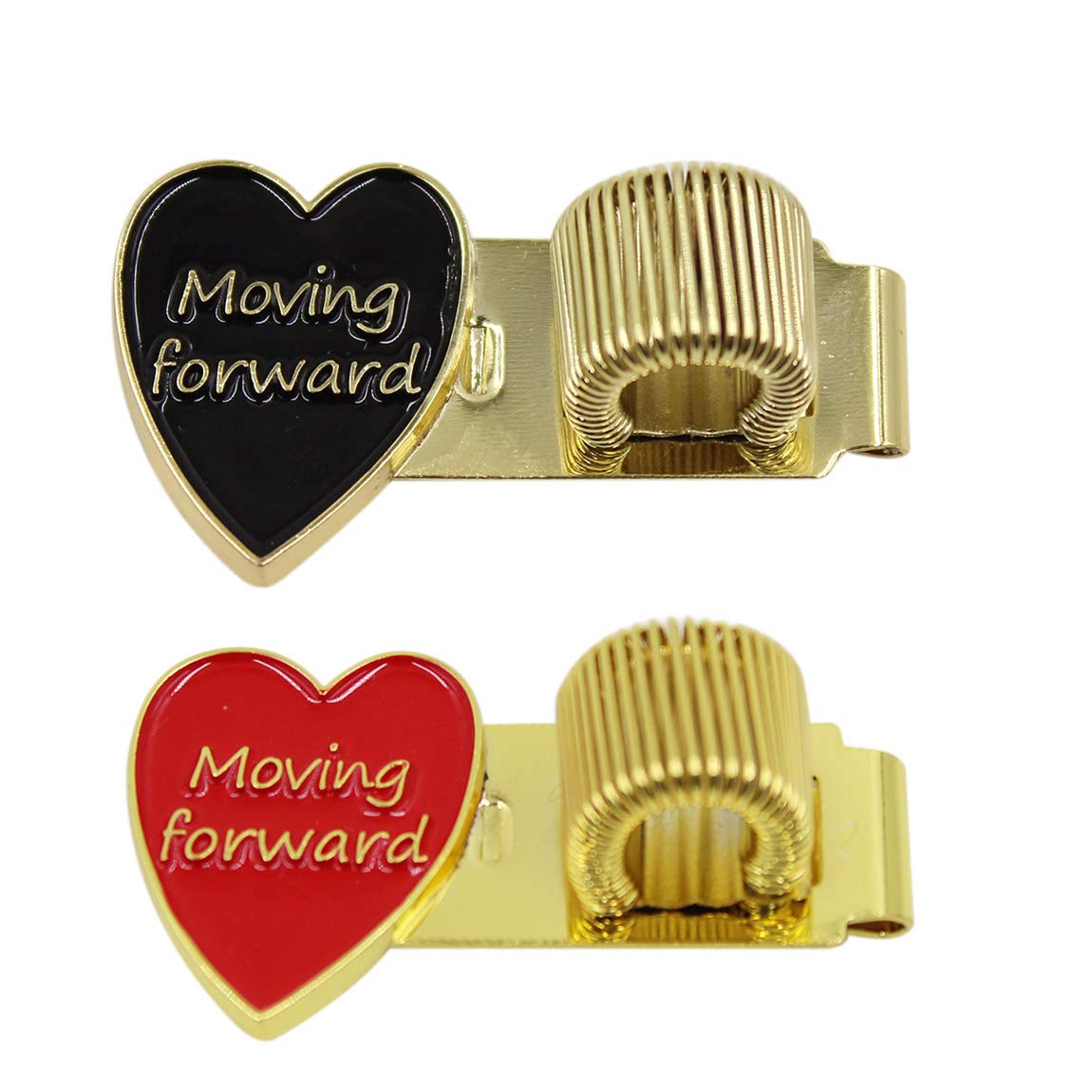 (Pack of 2) Stainless Steel Pen Clip Holder with Spring, Heart-Shaped Pen Loop for Notebook/Clipboard/Journal, Fits Any Size Pen