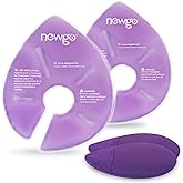 NEWGO Large Size Breast Therapy Pads, Breastfeeding Essentials Hot & Cold Gel Ice Packs for Postpartum Nursing, Engorgement, Mastitis, Pain Relief, Nipple Pads with Soft Covers, 2 Pack