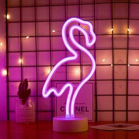 flamingo neon light con luces nocturnas