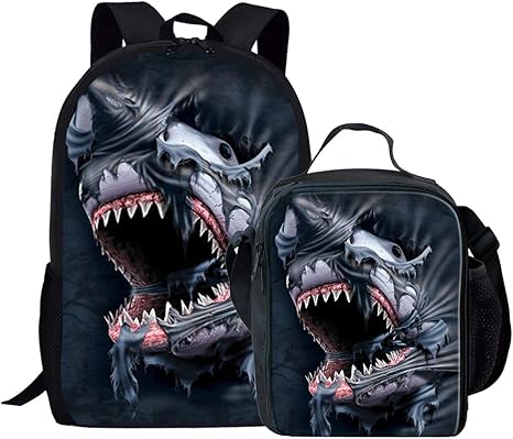 shark bookbag with lunch box
