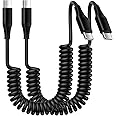 Coiled USB C to USB C Cable Fast Charging, 2Pack 6FT USB C to Type C Charger Cord for Car, Retractable USB-C Extension Cable for iPhone 15 Samsung Galaxy S24 Z Flip5 Fold5 A14 A54 A13 5G S23,Pixel 8 7