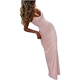 SOLY HUX Women's Elegant Mesh V Neck Bodycon Maxi Dress Summer Cocktail Party Wedding Guest Long Cami Sundresses