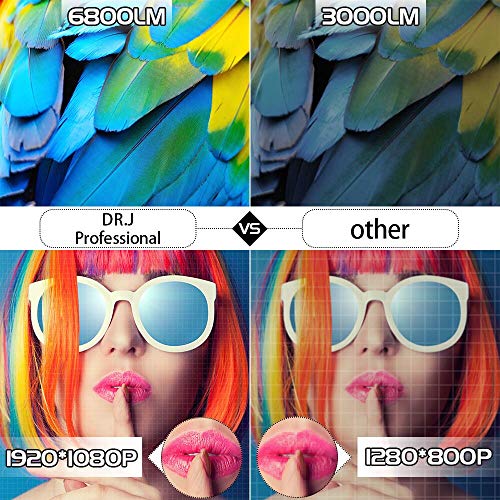 [Native 1080P Projector] DR. J Professional 6800Lumens LCD Projector Full HD Projector 300