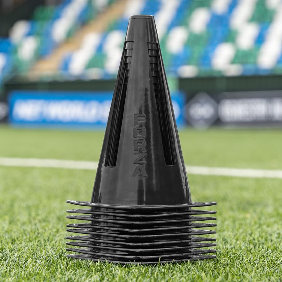 Photo 1 of FORZA Flexi Cones [10 Pack] | Ultra-Durable Training Cones for Sports Drills and Practice – Available in 9 Bright Color Options (Black)