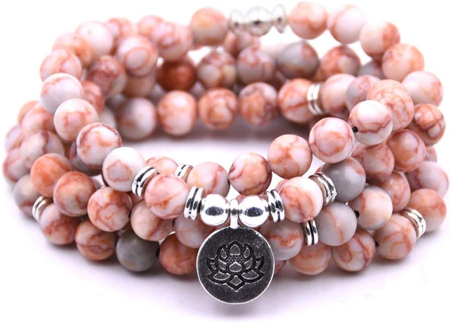 8mm 108 Amazonite Mala Beads Yoga Necklace Bracelet for Men Women for Yoga Buddhist Rosary Prayer Natural Gemstone Agate Jade