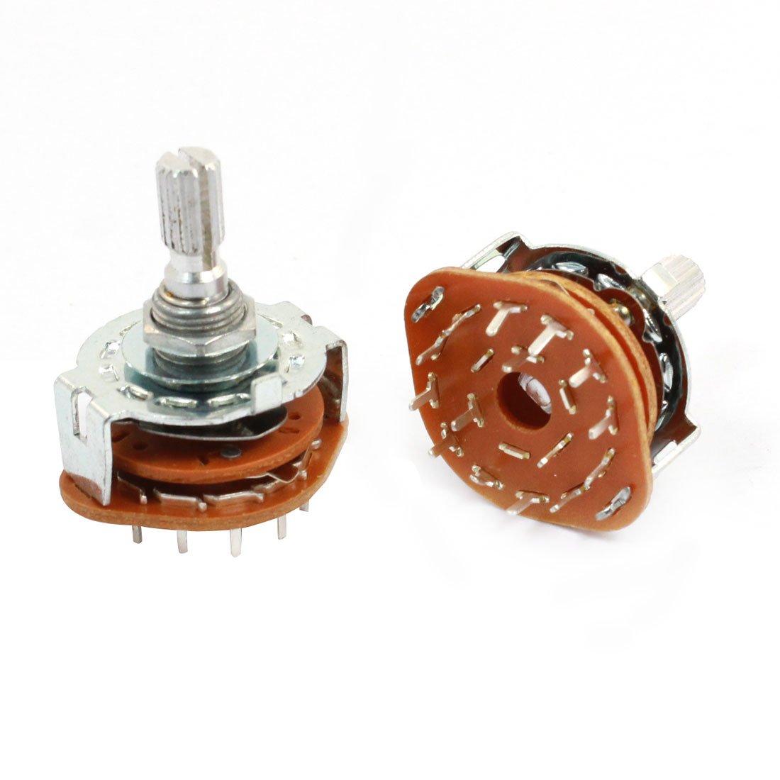 sourcingmap 2Pcs 3P4T 3 Pole 4 Position 6mm Shaft Dia Band Selector Rotary Switch 20mm Shaft Length