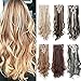 Benehair Clip in Hair Extensions 8PCS 24inch Long Wavy Synthetic Hairpieces Ombre Two Tones Highlighted Sandy Blonde & Bleach Blonde Hair Extensions Double Weft Hairpieces for Women