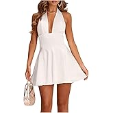 Floerns Women's Elegant Halter Neck Mini Dress Sleeveless Formal Prom A Line Dresses