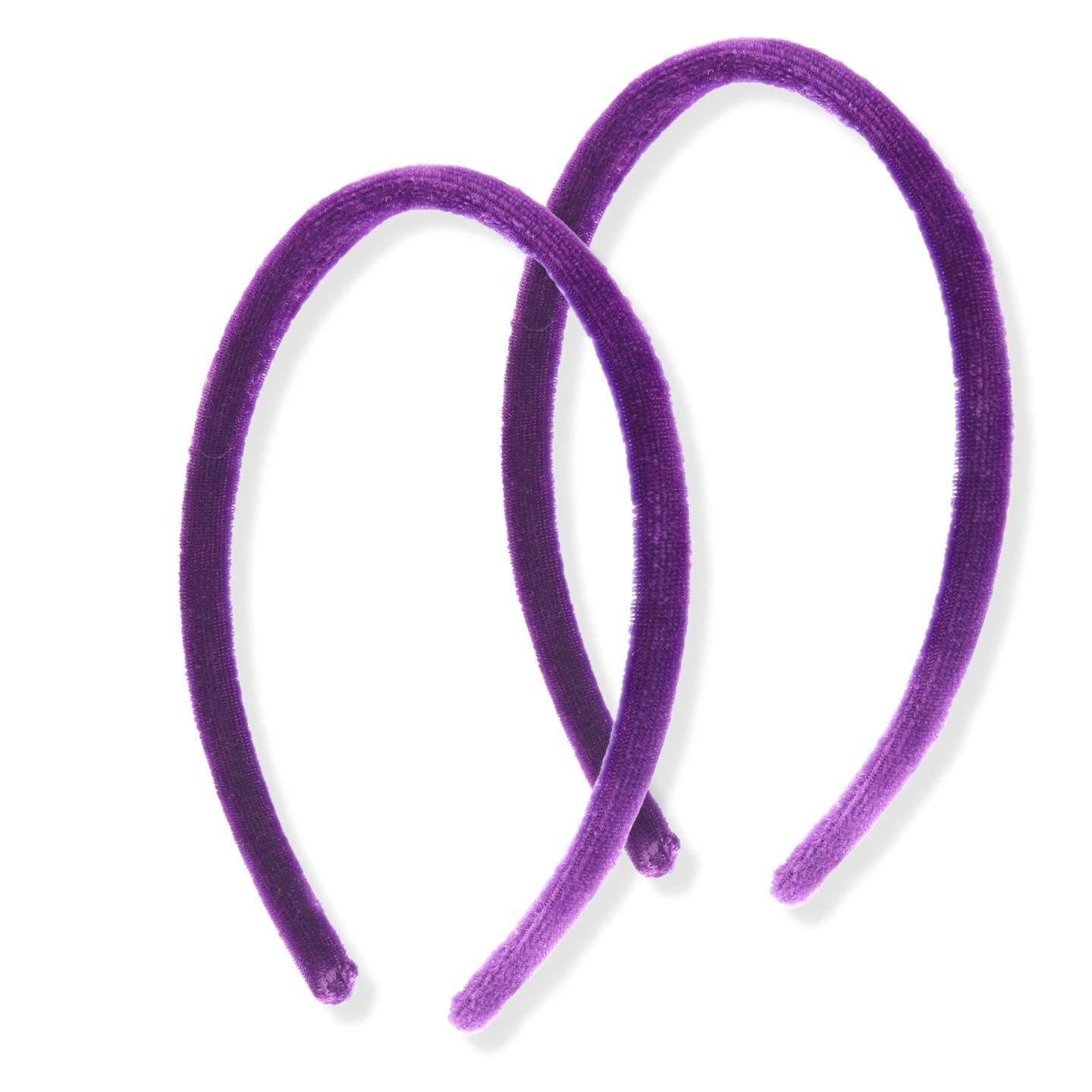 Topkids Accessories 2x Thin Velvet Hair Bands Headbands Alice Bands Head Bands Hairbands Women Adult Girls Wedding Bride Fashion Luxury Comfortable 1cm 0.4" (Purple)
