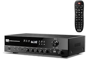 Donner Stereo Receivers, 5.1 Channel Audio Amplifier with Bluetooth 5.3, Optical/Coaxial, USB, FM, 2 Mic-in, Echo, RCA, AC-3 Input for Home, Karaoke, Theater Speakers, 60W/4R & 25W×3 RMS, MAMP4