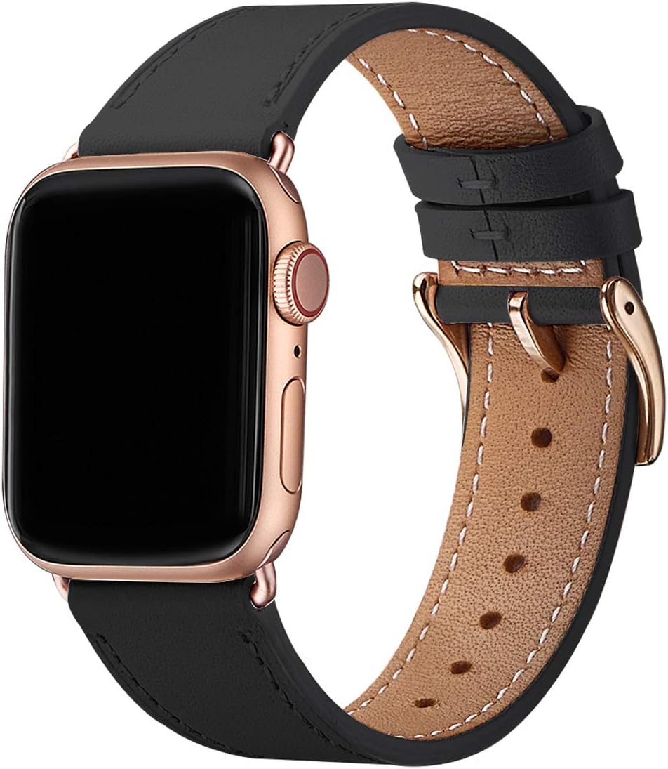 QAZNZ Leather Straps for Apple Watch Strap 44mm 45mm 42mm(Series 1 2 3) 46mm 49mm,Women Men Replacement Strap for Apple Watch Series 11 10 9 8 7 6 5 4 & iWatch SE 1/2/3,Ultra 3/2/1 - Image 3